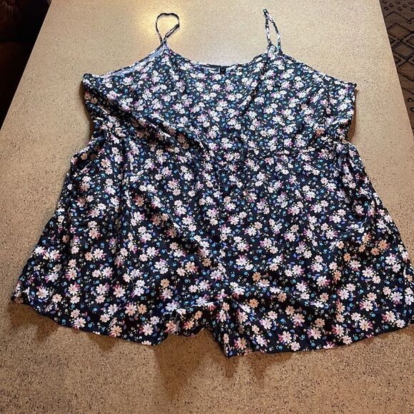 Joe Boxer boho black floral print romper with pockets 3X NWT - Picture 1 of 15